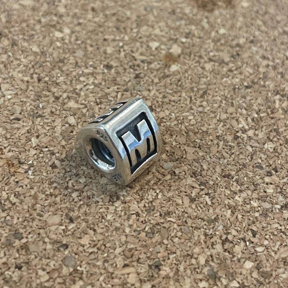 Pandora Initial Charm- letter M- sterling silver